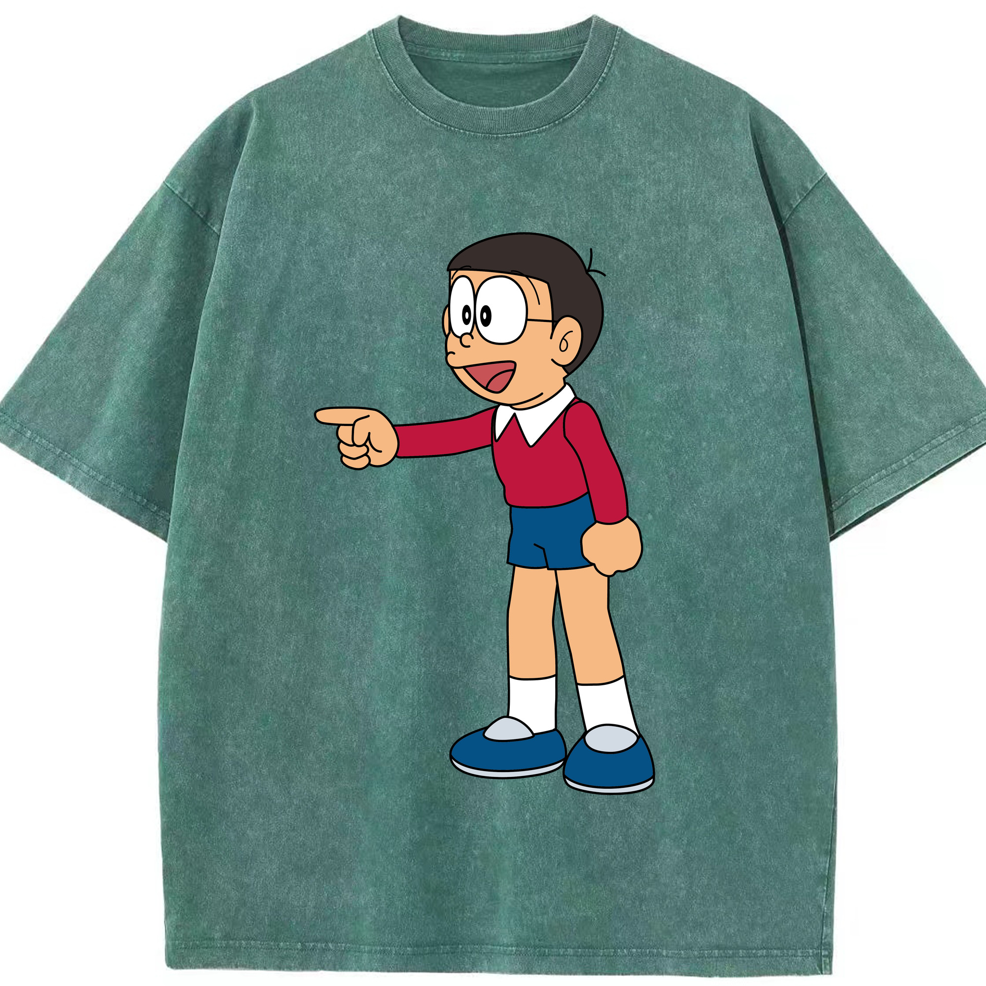 （画像用） ドラえもん 野比 のび太 Doraemon Nobita Nobi 綿100% ヴィンテージ風 半袖Tシャツ（フロントプリント）